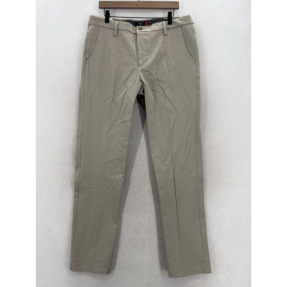 Dockers Workday Khaki Pants Mens 36x34 Beige Slim Fit Smart 360 Flex Stretch NWT